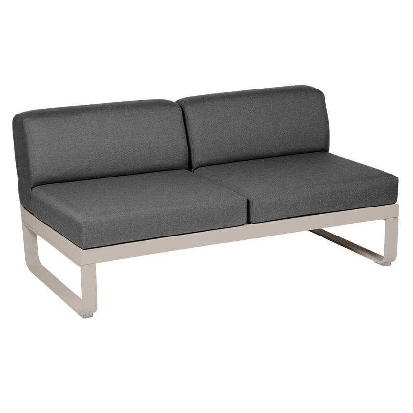Module central BELLEVIE de Fermob, 2 places, Muscade, coussin gris graphite Module central BELLEVIE de Fermob, 2 places, Muscade, coussin gris graphite