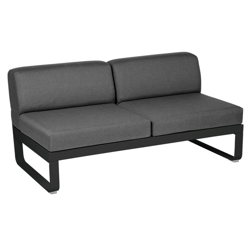 Module central BELLEVIE de Fermob, 2 places, Réglisse, coussin gris graphite Module central BELLEVIE de Fermob, 2 places, Réglisse, coussin gris graphite