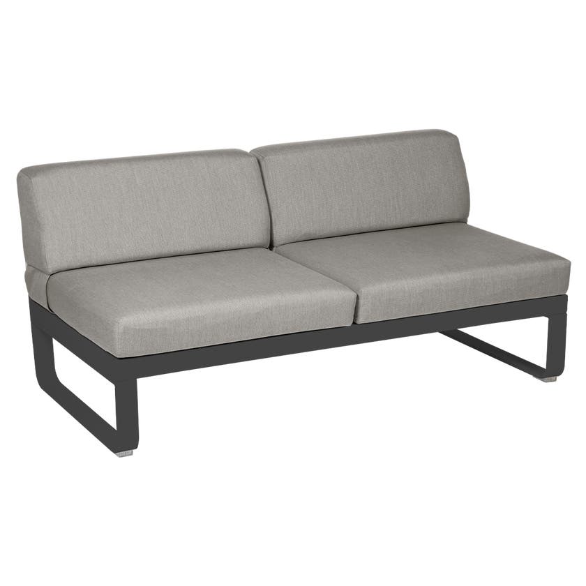 Module central BELLEVIE de Fermob, 2 places, Carbone , Coussin Taupe grisé Module central BELLEVIE de Fermob, 2 places, Carbone , Coussin Taupe grisé