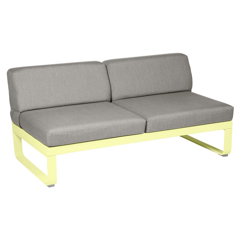 Module central BELLEVIE de Fermob, 2 places, Citron givré, Coussin Taupe grisé Module central BELLEVIE de Fermob, 2 places, Citron givré, Coussin Taupe grisé