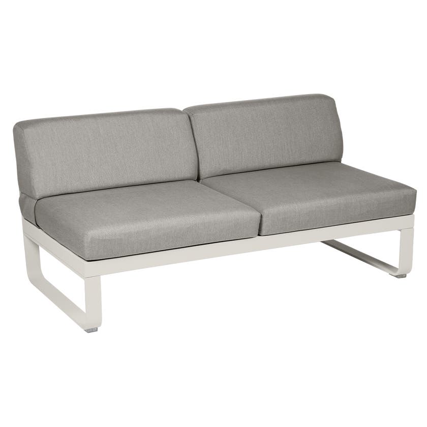 Module central BELLEVIE de Fermob, 2 places, Gris argile, Coussin Taupe grisé Module central BELLEVIE de Fermob, 2 places, Gris argile, Coussin Taupe grisé