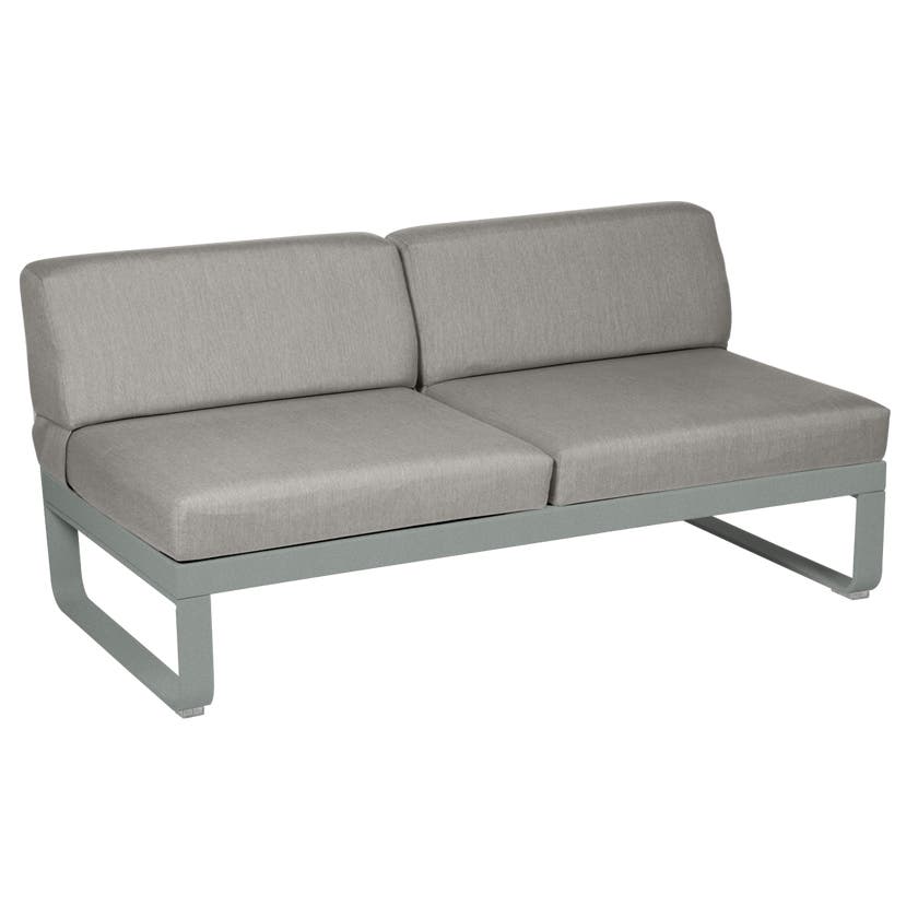 Module central BELLEVIE de Fermob, 2 places, Gris lapilli, Coussin Taupe grisé Module central BELLEVIE de Fermob, 2 places, Gris lapilli, Coussin Taupe grisé