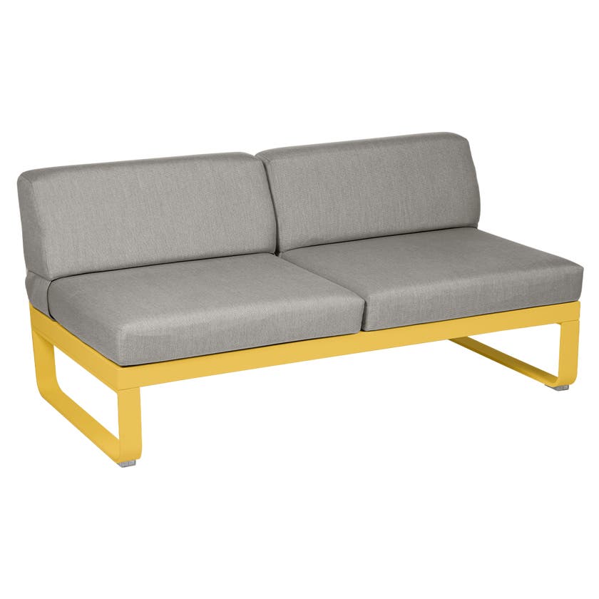 Module central BELLEVIE de Fermob, 2 places, Miel, Coussin Taupe grisé Module central BELLEVIE de Fermob, 2 places, Miel, Coussin Taupe grisé