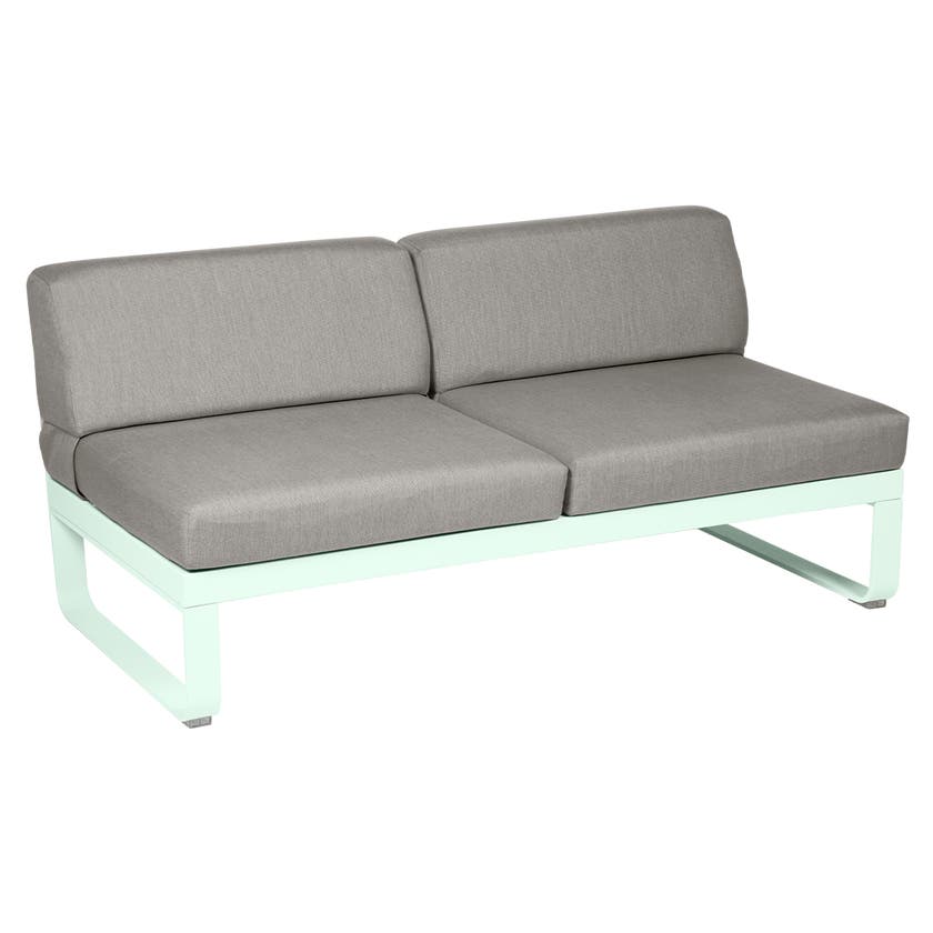 Module central BELLEVIE de Fermob, 2 places, Menthe glaciale, Coussin Taupe grisé Module central BELLEVIE de Fermob, 2 places, Menthe glaciale, Coussin Taupe grisé