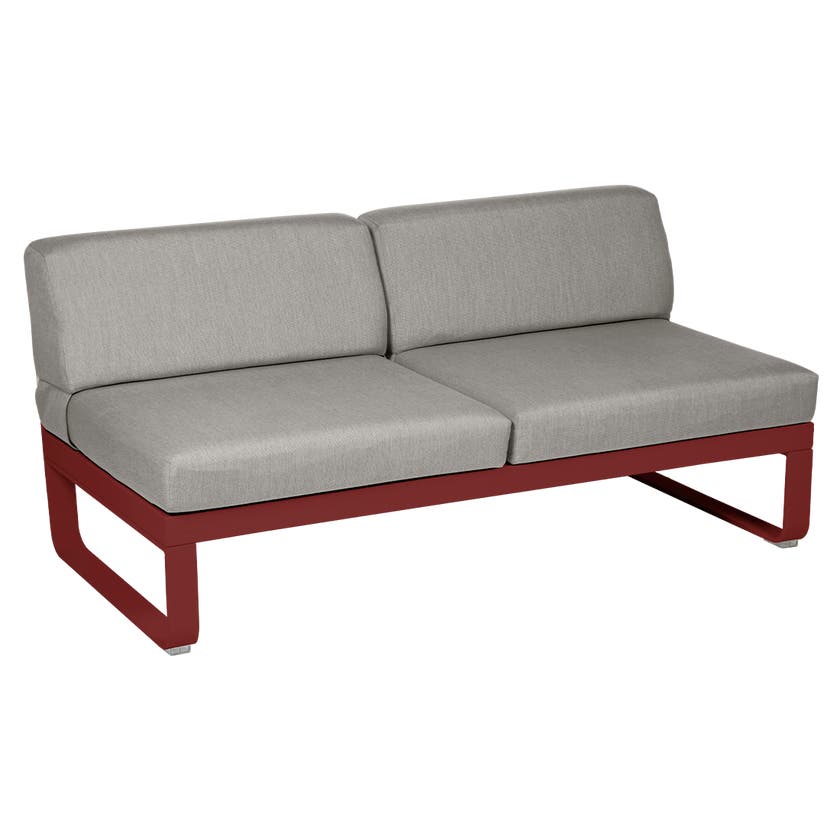 Module central BELLEVIE de Fermob, 2 places, Piment, Coussin Taupe grisé Module central BELLEVIE de Fermob, 2 places, Piment, Coussin Taupe grisé