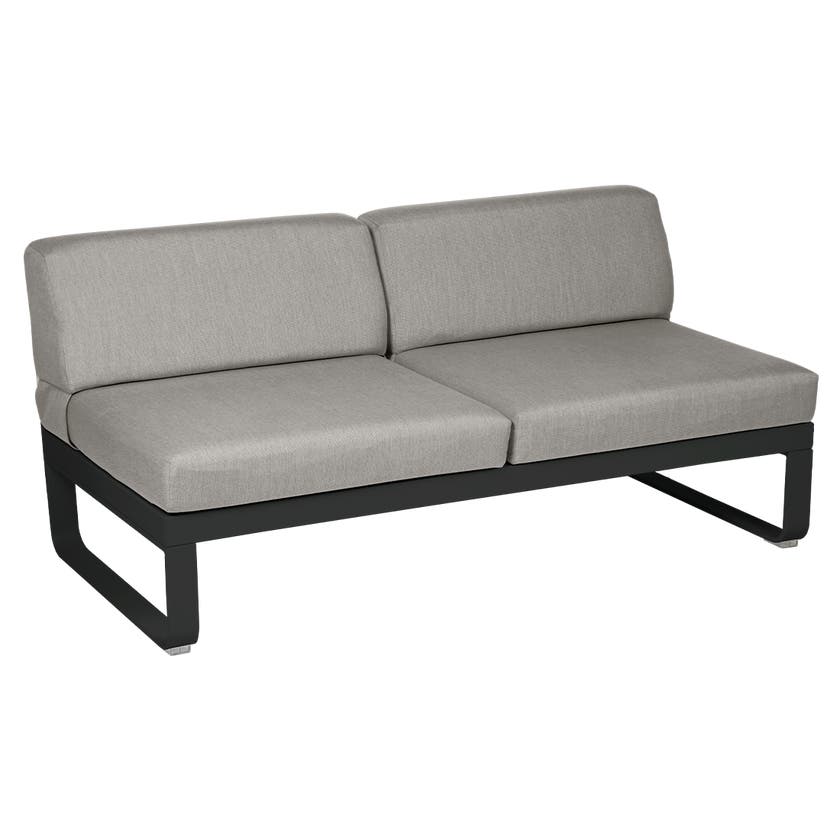 Module central BELLEVIE de Fermob, 2 places, Réglisse, Coussin Taupe grisé Module central BELLEVIE de Fermob, 2 places, Réglisse, Coussin Taupe grisé
