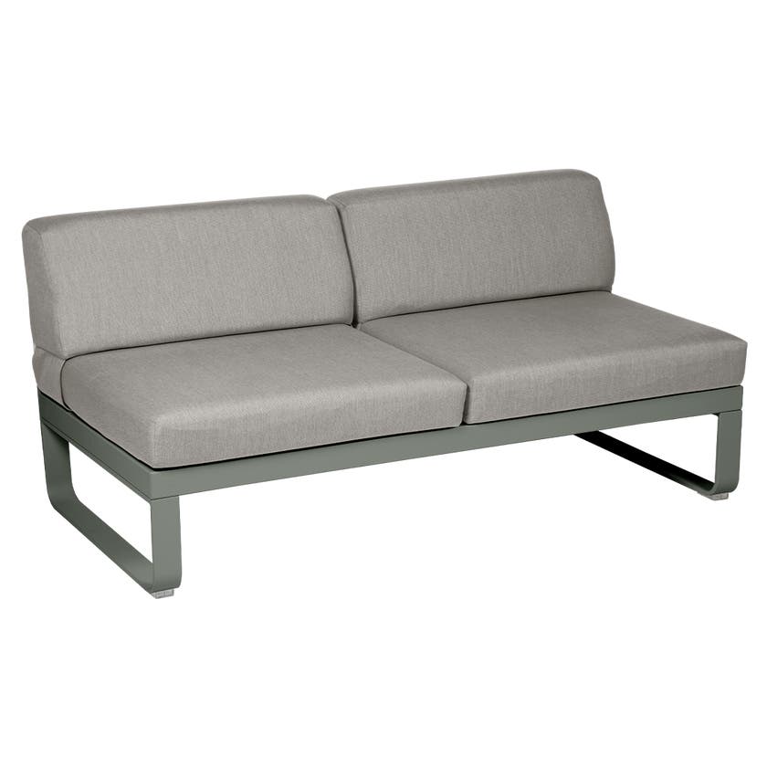 Module central BELLEVIE de Fermob, 2 places, Romarin, Coussin Taupe grisé Module central BELLEVIE de Fermob, 2 places, Romarin, Coussin Taupe grisé