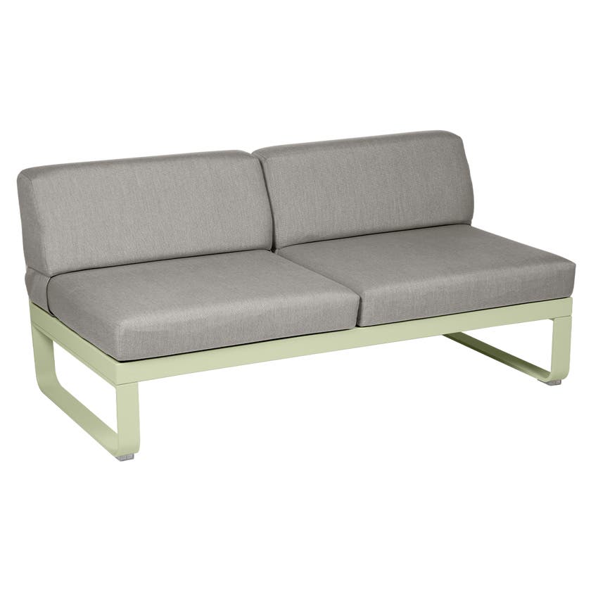 Module central BELLEVIE de Fermob, 2 places, Tilleul, Coussin Taupe grisé Module central BELLEVIE de Fermob, 2 places, Tilleul, Coussin Taupe grisé