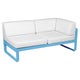 Module d'angle droit 2 places BELLEVIE, Bleu maya, Coussin Blanc grisé
