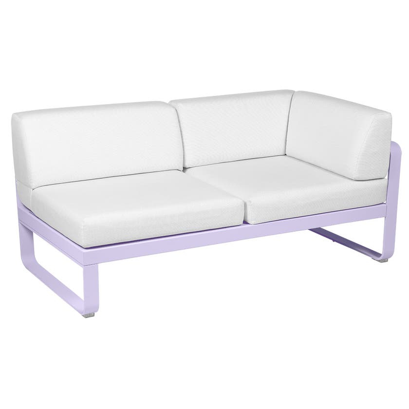 Module d'angle droit 2 places BELLEVIE de Fermob, Guimauve, Coussin Blanc grisé Module d'angle droit 2 places BELLEVIE de Fermob, Guimauve, Coussin Blanc grisé