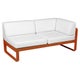 Module d'angle droit 2 places BELLEVIE, Orange confite, Coussin Blanc grisé