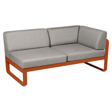 Module d'angle droit 2 places BELLEVIE, Orange confite, Coussin Taupe grisé