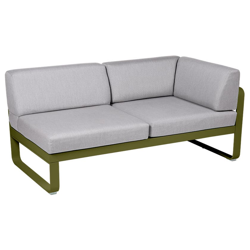 Module d'angle droit 2 places BELLEVIE de Fermob, Pesto, Coussin Gris flanelle Module d'angle droit 2 places BELLEVIE de Fermob, Pesto, Coussin Gris flanelle