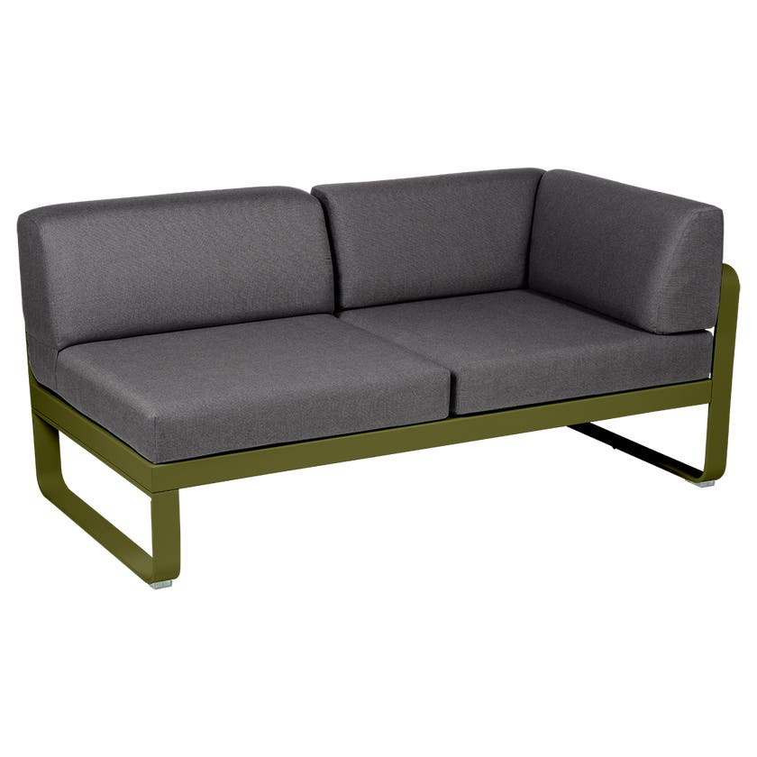 Module d'angle droit 2 places BELLEVIE de Fermob, Pesto, Coussin Gris graphite Module d'angle droit 2 places BELLEVIE de Fermob, Pesto, Coussin Gris graphite