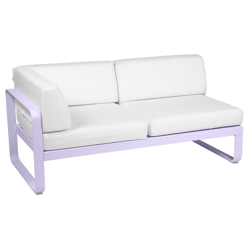 Module d'angle gauche 2 places BELLEVIE de Fermob, Guimauve, Coussin Blanc grisé Module d'angle gauche 2 places BELLEVIE de Fermob, Guimauve, Coussin Blanc grisé