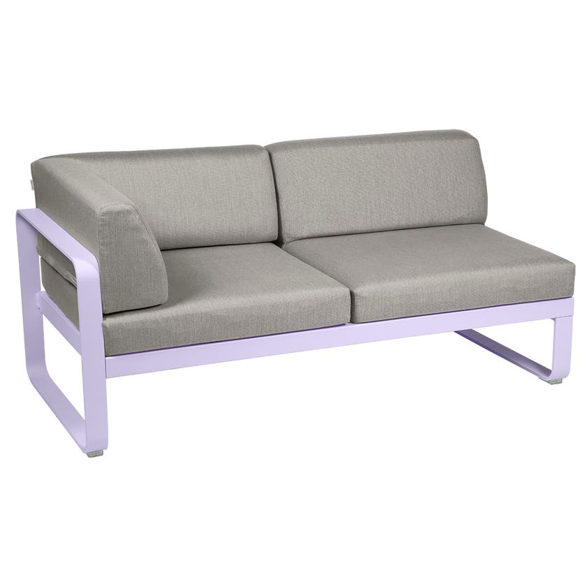 Module d'angle gauche 2 places BELLEVIE de Fermob, Guimauve, Coussin Taupe grisé Module d'angle gauche 2 places BELLEVIE de Fermob, Guimauve, Coussin Taupe grisé