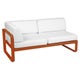 Module d'angle gauche 2 places BELLEVIE, Orange confite, Coussin Blanc grisé