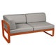Module d'angle gauche 2 places BELLEVIE, Orange confite, Coussin Taupe grisé