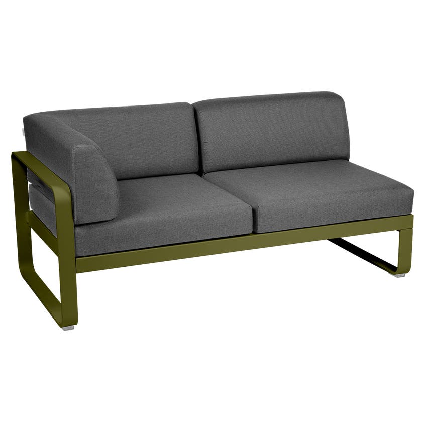 Module d'angle gauche 2 places BELLEVIE de Fermob, Pesto, Coussin Gris graphite Module d'angle gauche 2 places BELLEVIE de Fermob, Pesto, Coussin Gris graphite