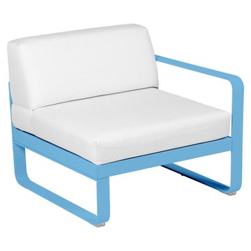 Module droit BELLEVIE de Fermob, 1 place, Bleu maya, Coussin Blanc grisé