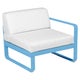 Module droit BELLEVIE, 1 place, Bleu maya, Coussin Blanc grisé