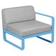 Module droit BELLEVIE, 1 place, Bleu maya, Coussin Gris flanelle