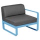 Module droit BELLEVIE, 1 place, Bleu maya, Coussin Gris graphite
