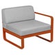 Module droit BELLEVIE, 1 place, Orange confite, Coussin Gris flanelle