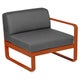 Module droit BELLEVIE, 1 place, Orange confite, Coussin Gris graphite