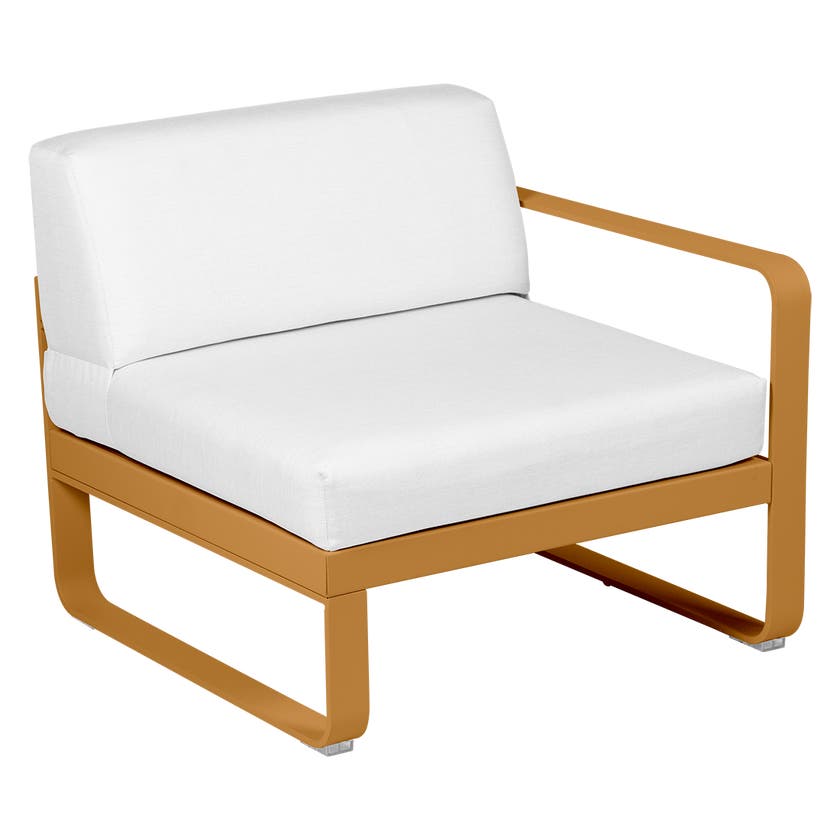 Module droit BELLEVIE de Fermob, 1 place, Pain d'épices, Coussin Blanc grisé Module droit BELLEVIE de Fermob, 1 place, Pain d'épices, Coussin Blanc grisé