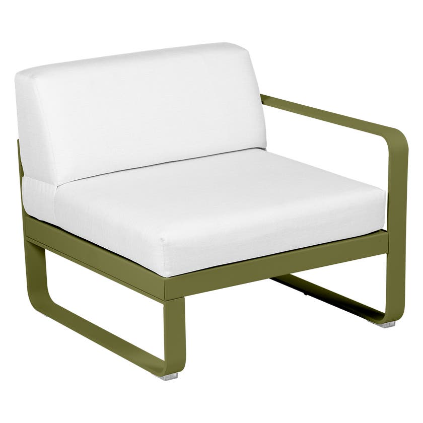 Module droit BELLEVIE de Fermob, 1 place, Pesto, Coussin Blanc grisé Module droit BELLEVIE de Fermob, 1 place, Pesto, Coussin Blanc grisé