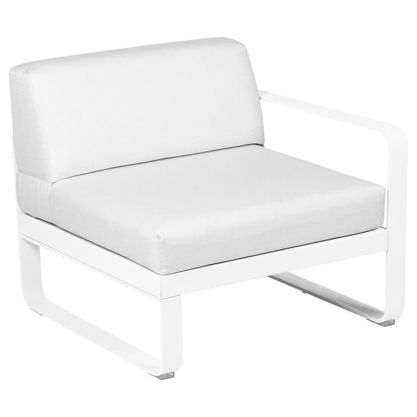 Module droit BELLEVIE de Fermob, 1 place, Blanc coton, Coussin Blanc grisé Module droit BELLEVIE de Fermob, 1 place, Blanc coton, Coussin Blanc grisé
