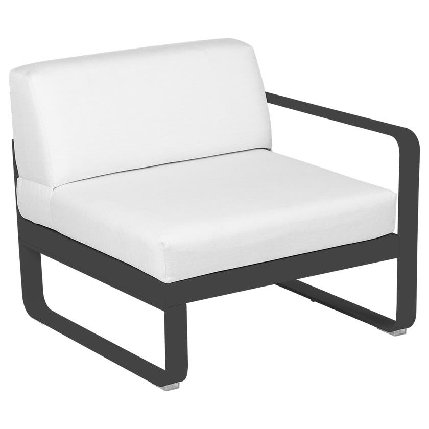 Module droit BELLEVIE de Fermob, 1 place, Carbone , Coussin Blanc grisé Module droit BELLEVIE de Fermob, 1 place, Carbone , Coussin Blanc grisé