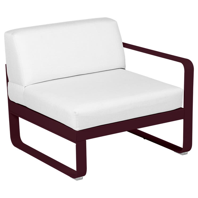 Module droit BELLEVIE de Fermob, 1 place, Cerise noire, Coussin Blanc grisé Module droit BELLEVIE de Fermob, 1 place, Cerise noire, Coussin Blanc grisé