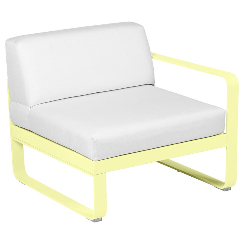 Module droit BELLEVIE de Fermob, 1 place, Citron givré, Coussin Blanc grisé Module droit BELLEVIE de Fermob, 1 place, Citron givré, Coussin Blanc grisé