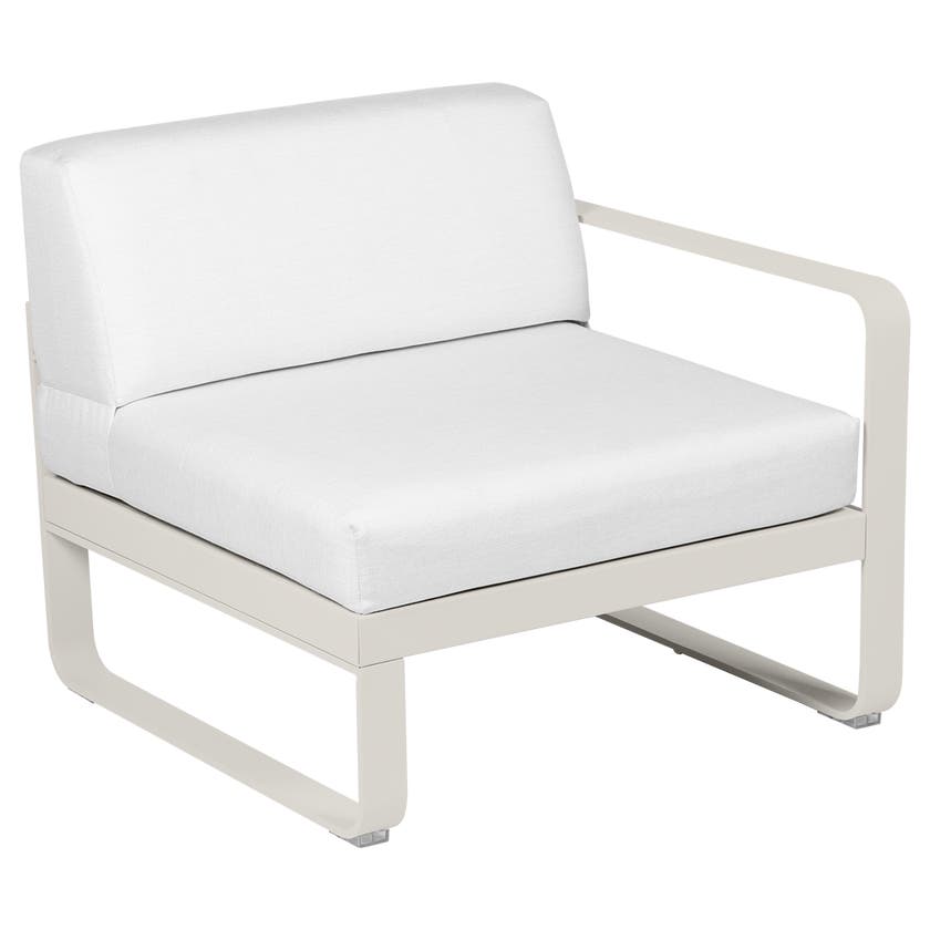 Module droit BELLEVIE de Fermob, 1 place, Gris argile, Coussin Blanc grisé Module droit BELLEVIE de Fermob, 1 place, Gris argile, Coussin Blanc grisé