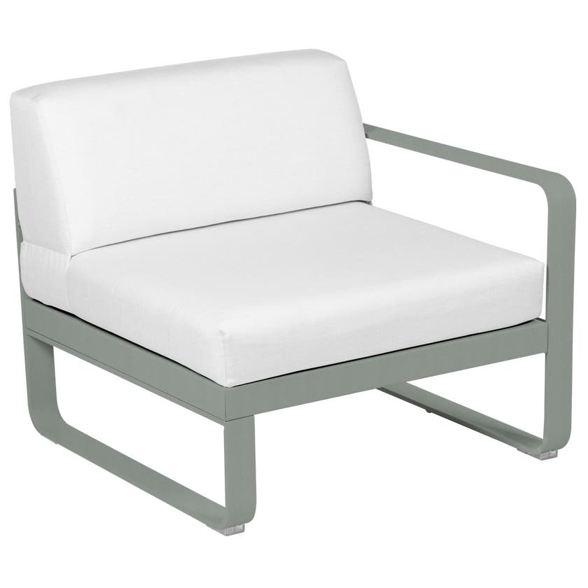 Module droit BELLEVIE de Fermob, 1 place, Gris lapilli, Coussin Blanc grisé Module droit BELLEVIE de Fermob, 1 place, Gris lapilli, Coussin Blanc grisé