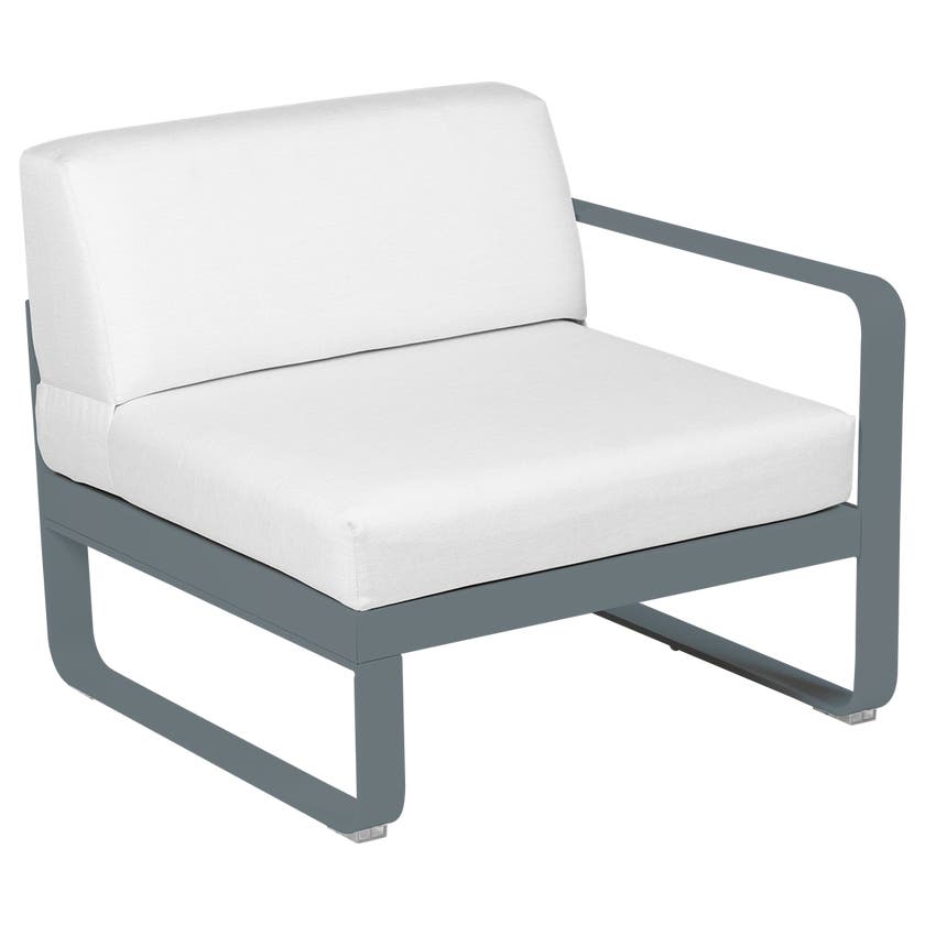 Module droit BELLEVIE de Fermob, 1 place, Gris orage, Coussin Blanc grisé Module droit BELLEVIE de Fermob, 1 place, Gris orage, Coussin Blanc grisé