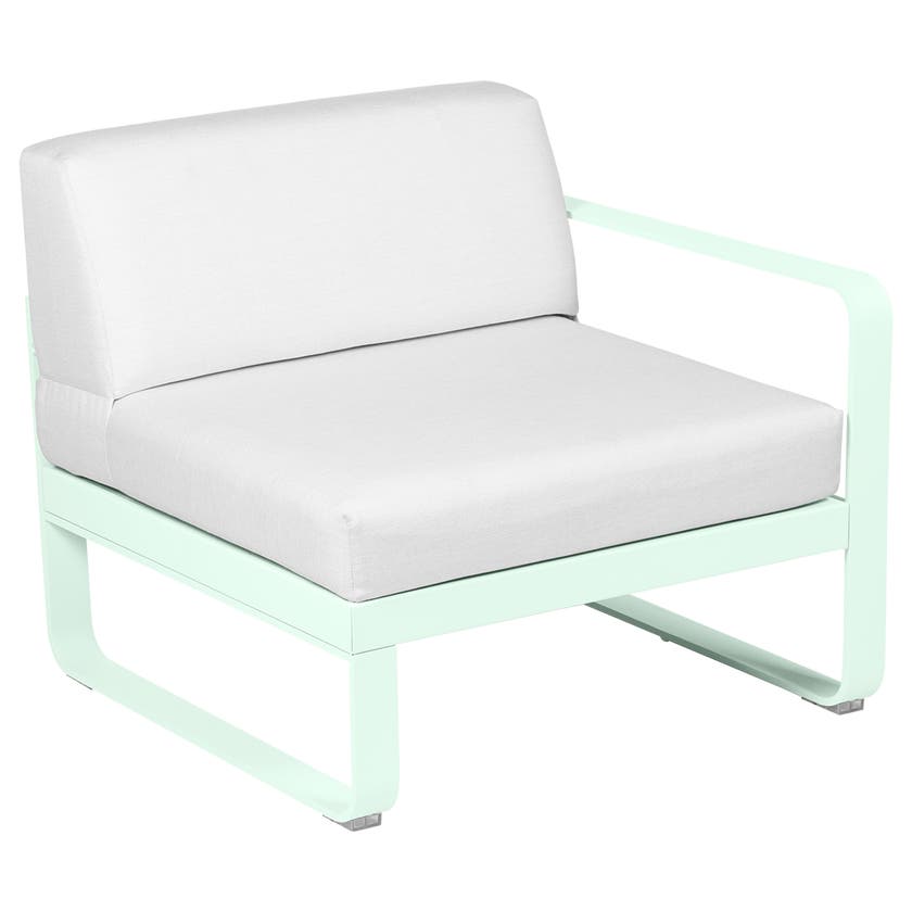 Module droit BELLEVIE de Fermob, 1 place, Menthe glaciale, Coussin Blanc grisé Module droit BELLEVIE de Fermob, 1 place, Menthe glaciale, Coussin Blanc grisé