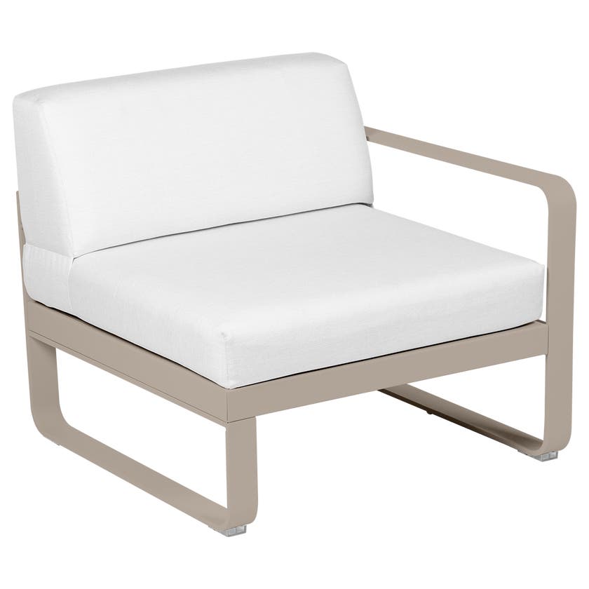 Module droit BELLEVIE de Fermob, 1 place, Muscade, Coussin Blanc grisé Module droit BELLEVIE de Fermob, 1 place, Muscade, Coussin Blanc grisé