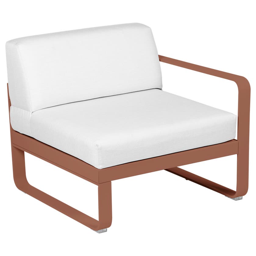Module droit BELLEVIE de Fermob, 1 place, Ocre rouge, Coussin Blanc grisé Module droit BELLEVIE de Fermob, 1 place, Ocre rouge, Coussin Blanc grisé