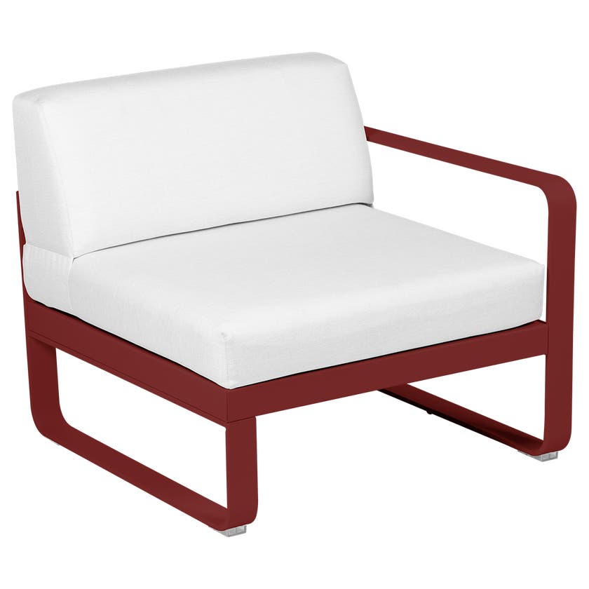 Module droit BELLEVIE de Fermob, 1 place, Piment, Coussin Blanc grisé Module droit BELLEVIE de Fermob, 1 place, Piment, Coussin Blanc grisé