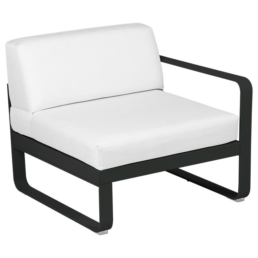 Module droit BELLEVIE de Fermob, 1 place, Réglisse, Coussin Blanc grisé Module droit BELLEVIE de Fermob, 1 place, Réglisse, Coussin Blanc grisé