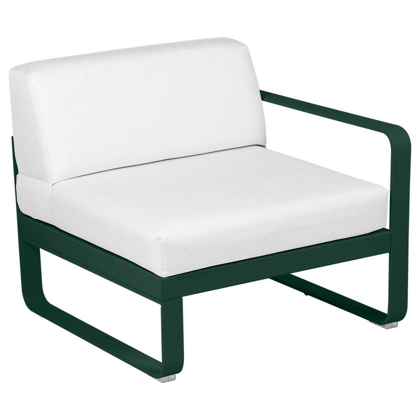Module droit BELLEVIE de Fermob, 1 place, Vert cèdre, Coussin Blanc grisé Module droit BELLEVIE de Fermob, 1 place, Vert cèdre, Coussin Blanc grisé