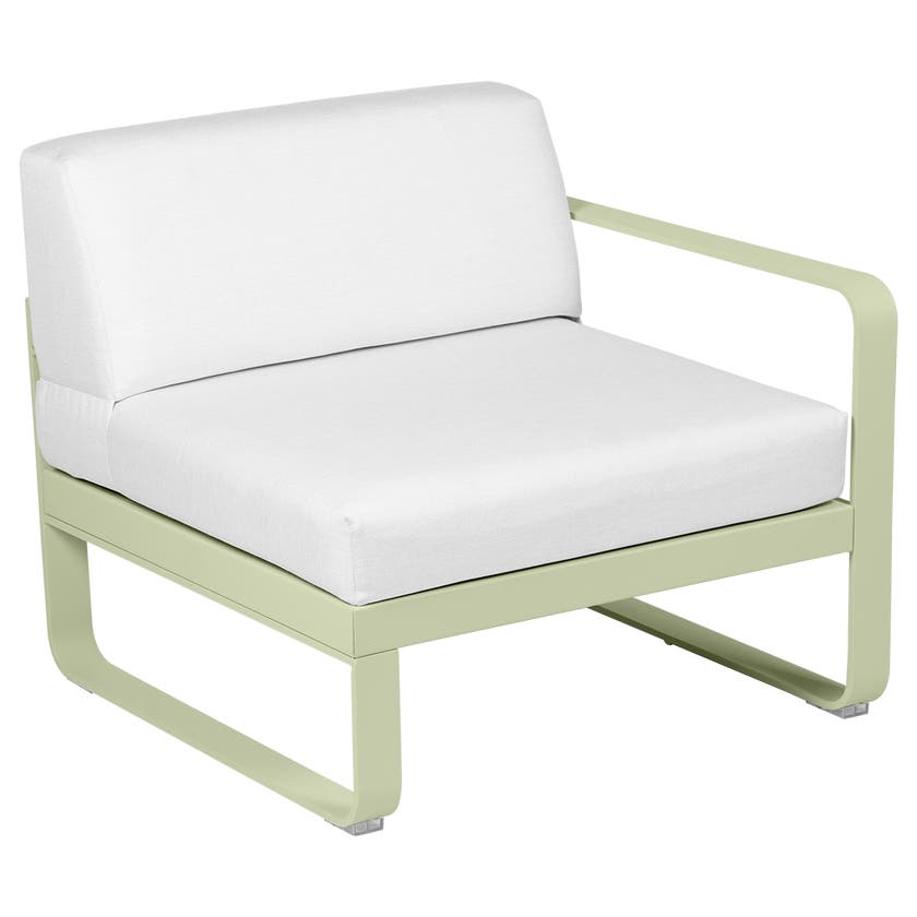 Module droit BELLEVIE de Fermob, 1 place, Tilleul, Coussin Blanc grisé Module droit BELLEVIE de Fermob, 1 place, Tilleul, Coussin Blanc grisé