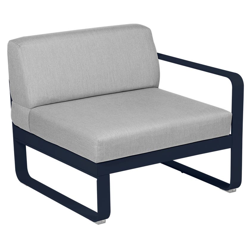 Module droit BELLEVIE de Fermob, 1 place, Bleu abysse, Coussin Gris flanelle Module droit BELLEVIE de Fermob, 1 place, Bleu abysse, Coussin Gris flanelle