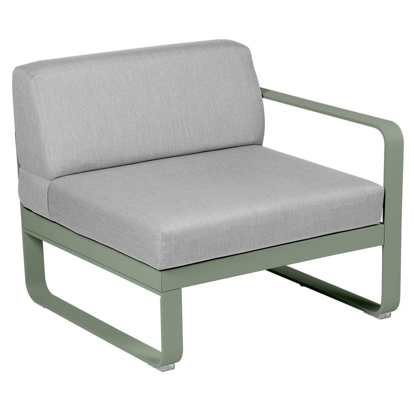 Module droit BELLEVIE de Fermob, 1 place, Cactus, Coussin Gris flanelle Module droit BELLEVIE de Fermob, 1 place, Cactus, Coussin Gris flanelle