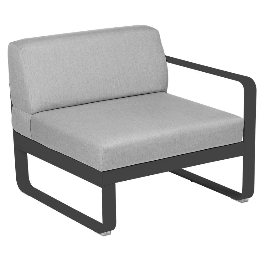 Module droit BELLEVIE de Fermob, 1 place, Carbone , Coussin Gris flanelle Module droit BELLEVIE de Fermob, 1 place, Carbone , Coussin Gris flanelle