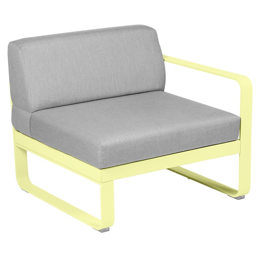 Module droit BELLEVIE de Fermob, 1 place, Citron givré, Coussin Gris flanelle Module droit BELLEVIE de Fermob, 1 place, Citron givré, Coussin Gris flanelle