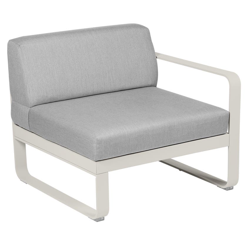 Module droit BELLEVIE de Fermob, 1 place, Gris argile, Coussin Gris flanelle Module droit BELLEVIE de Fermob, 1 place, Gris argile, Coussin Gris flanelle